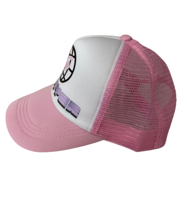 Pink/white trucker hat