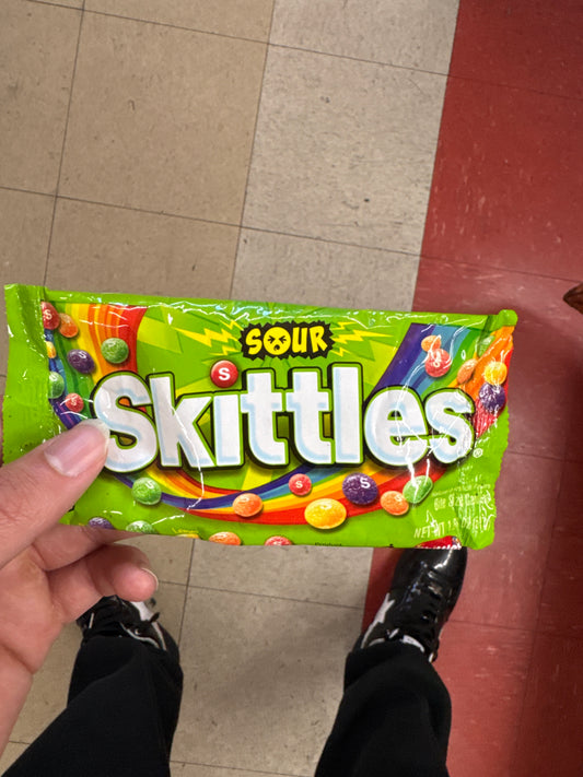 Empty Skittles bag sealed