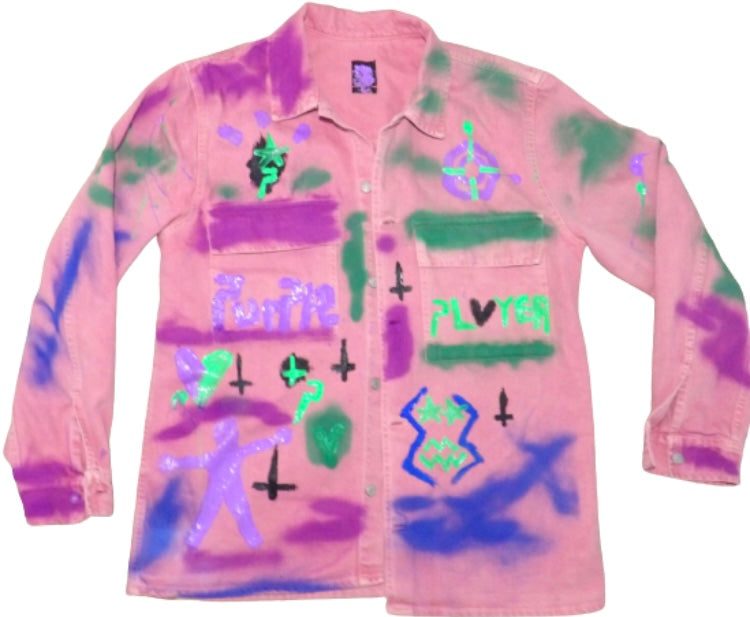 1:1 pink denim jacket